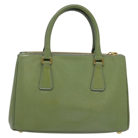 PRADA Galleria Hand Bag Safiano leather 2way Green Gold Auth - Picture 3 of 16